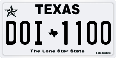 TX license plate DOI1100