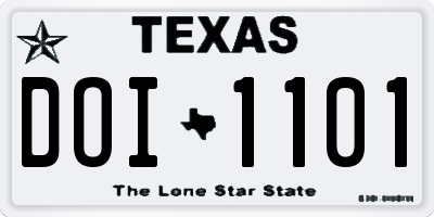 TX license plate DOI1101