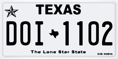 TX license plate DOI1102