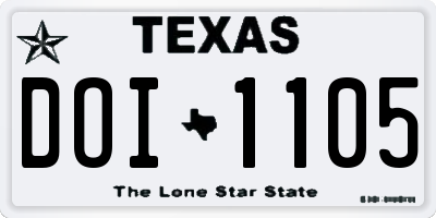 TX license plate DOI1105