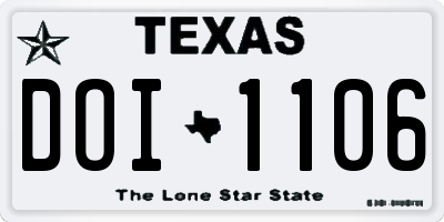 TX license plate DOI1106