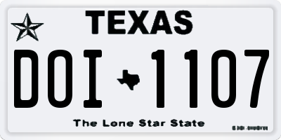 TX license plate DOI1107