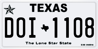 TX license plate DOI1108