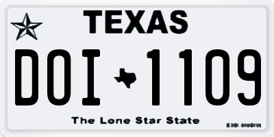 TX license plate DOI1109