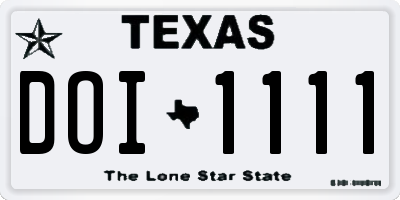 TX license plate DOI1111