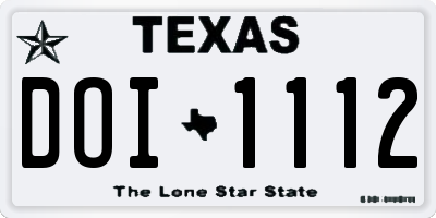 TX license plate DOI1112