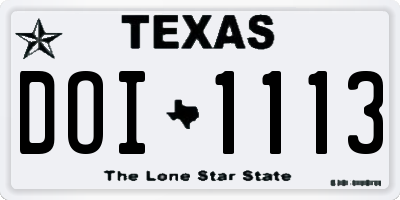 TX license plate DOI1113