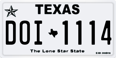 TX license plate DOI1114