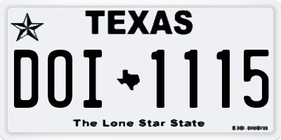 TX license plate DOI1115