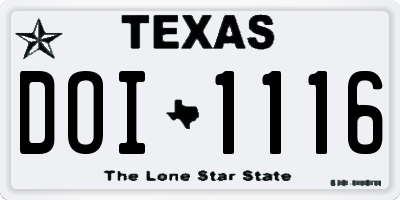 TX license plate DOI1116