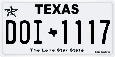 TX license plate DOI1117