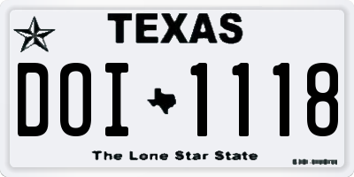 TX license plate DOI1118