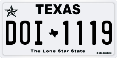 TX license plate DOI1119