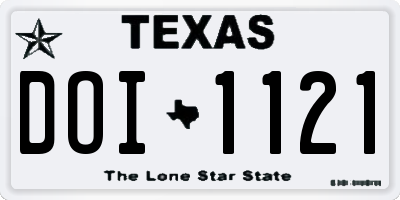 TX license plate DOI1121