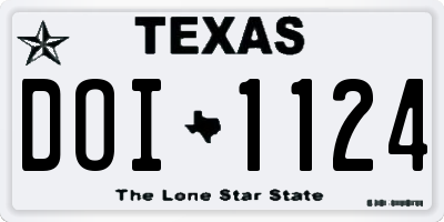 TX license plate DOI1124