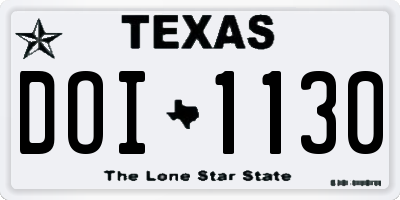 TX license plate DOI1130