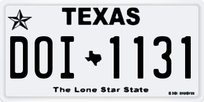 TX license plate DOI1131
