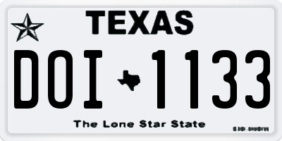 TX license plate DOI1133