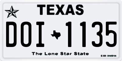 TX license plate DOI1135