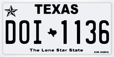 TX license plate DOI1136