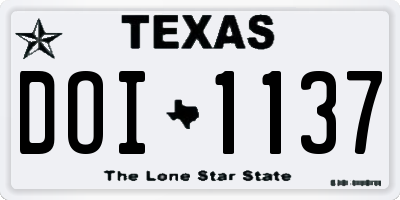 TX license plate DOI1137