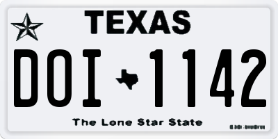 TX license plate DOI1142