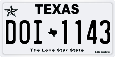 TX license plate DOI1143