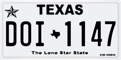 TX license plate DOI1147