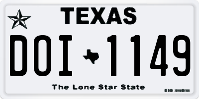 TX license plate DOI1149