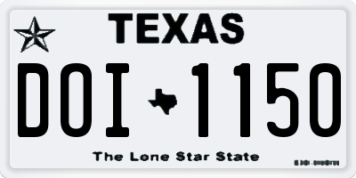 TX license plate DOI1150
