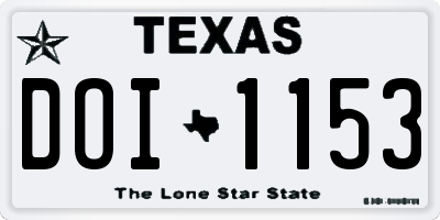 TX license plate DOI1153