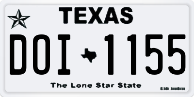TX license plate DOI1155