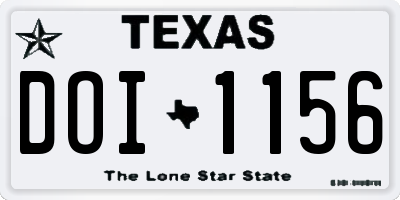 TX license plate DOI1156