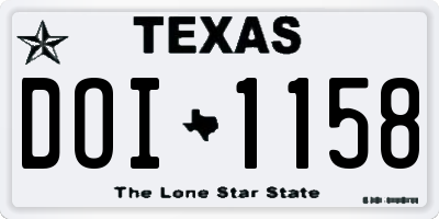 TX license plate DOI1158