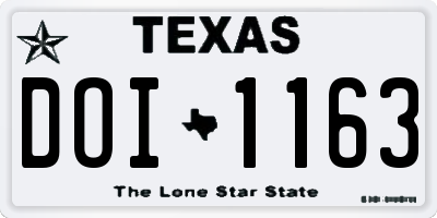 TX license plate DOI1163