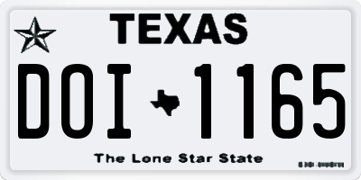 TX license plate DOI1165