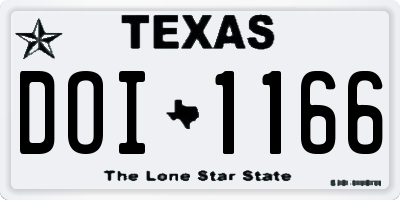 TX license plate DOI1166