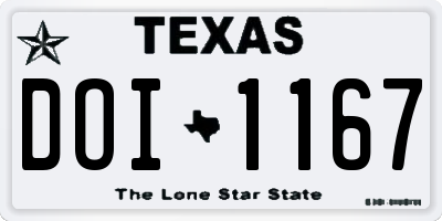 TX license plate DOI1167
