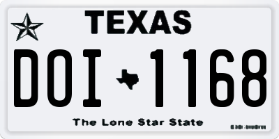 TX license plate DOI1168