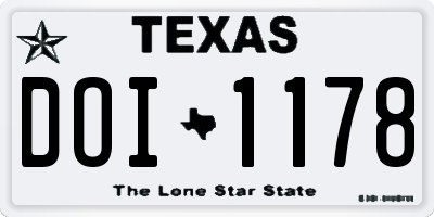 TX license plate DOI1178