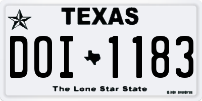 TX license plate DOI1183