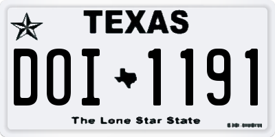 TX license plate DOI1191