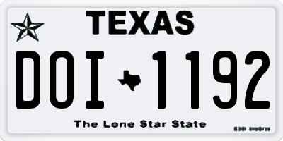 TX license plate DOI1192