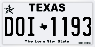 TX license plate DOI1193
