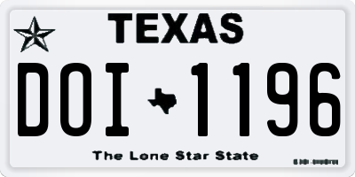 TX license plate DOI1196