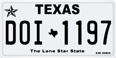 TX license plate DOI1197