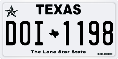 TX license plate DOI1198