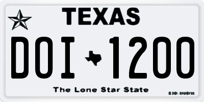 TX license plate DOI1200