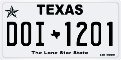 TX license plate DOI1201