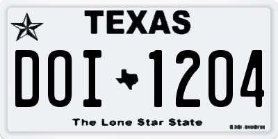 TX license plate DOI1204